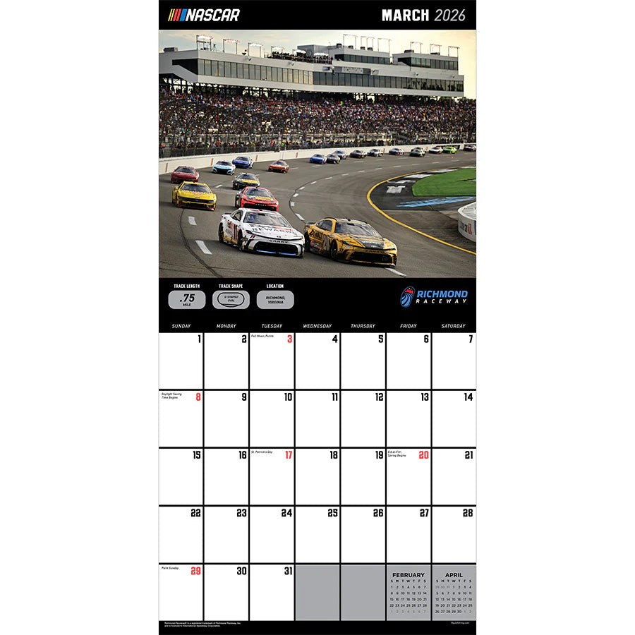 NASCAR Tracks 2026 Wall Calendar
