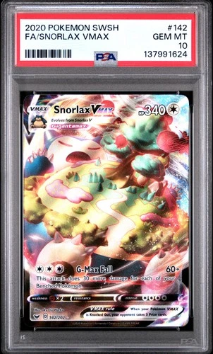 2020 POKEMON SWORD & SHIELD #142 FULL ART/SNORLAX VMAX PSA 10