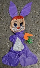 Vintage 70's Blow Up Inflatable Vinyl Pink Easter Bunny w/ Carrot Squeaks 46