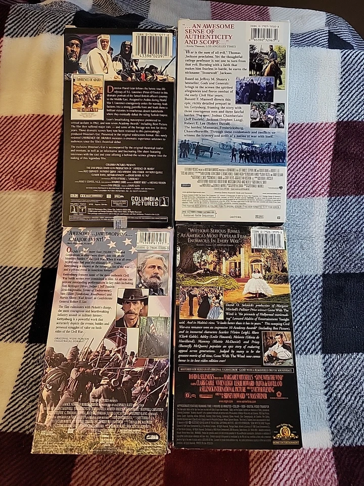 4 Vhs Lot-Gods and Generals,Gettysburg,Gone With The Wind,Lawrence Of Arabia - Image 2 of 4