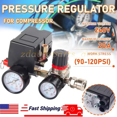 #ad 250A Air Compressor Pressure Switch Control Valve 90 120PSI Pressure Regulator $22.58