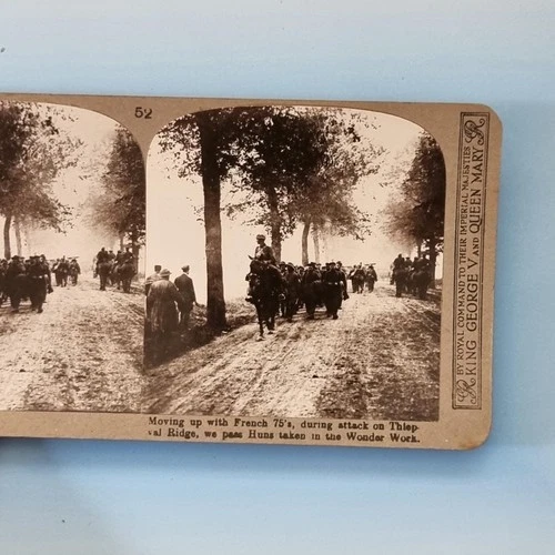 WW1 Military Stereoview C1916 Real Photo Somme France German Thiepval P.O.W