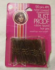Vintage 1960 Solo Metal Rubber tipped Hair Pins #1139 Pick Updo Bobby Pins