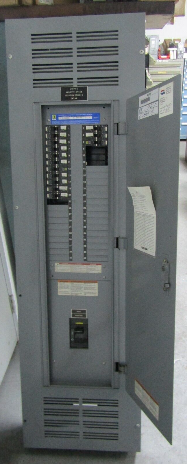 😏 SQUARE D 400 AMP MAIN BREAKER PANELBOARD 3∅ 4 WIRE 480Y/277 VAC 42
