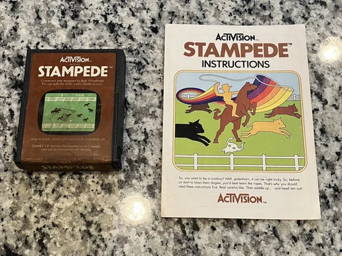 Atari 2600- Stampede- 1981- Cartridge w/Manual- Tested/works