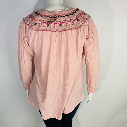 Nuevo Style & Co Talla Grande 1X Algodón Encaje-Recorte Campesino Top Hibisco Rosa Nuevo con Etiquetas - Imagen 6 de 8