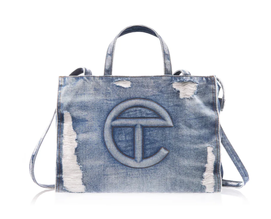 Telfar Medium Denim Shopper - Distressed Blue | eBay