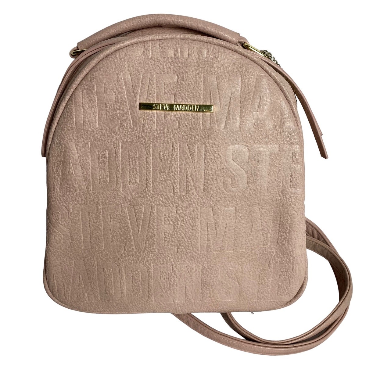 Steve Madden Blush Pink Embossed Small Backpack Gold Tone  display picture 2