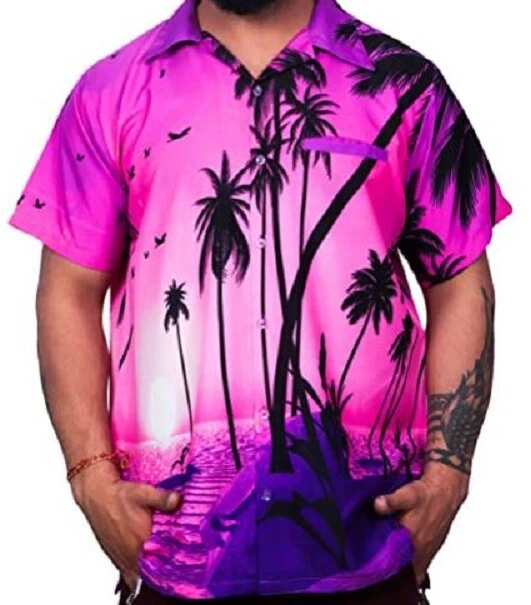 NEW Virgin Crafts Men's Short Sleeve Aloha Button Up Hawaiian Shirt Size XL