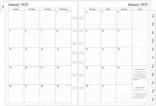 Monthly Planner Refill 5-1/2 x 8-1/2 Two Pages Per Classic/Size 4 2024-2025