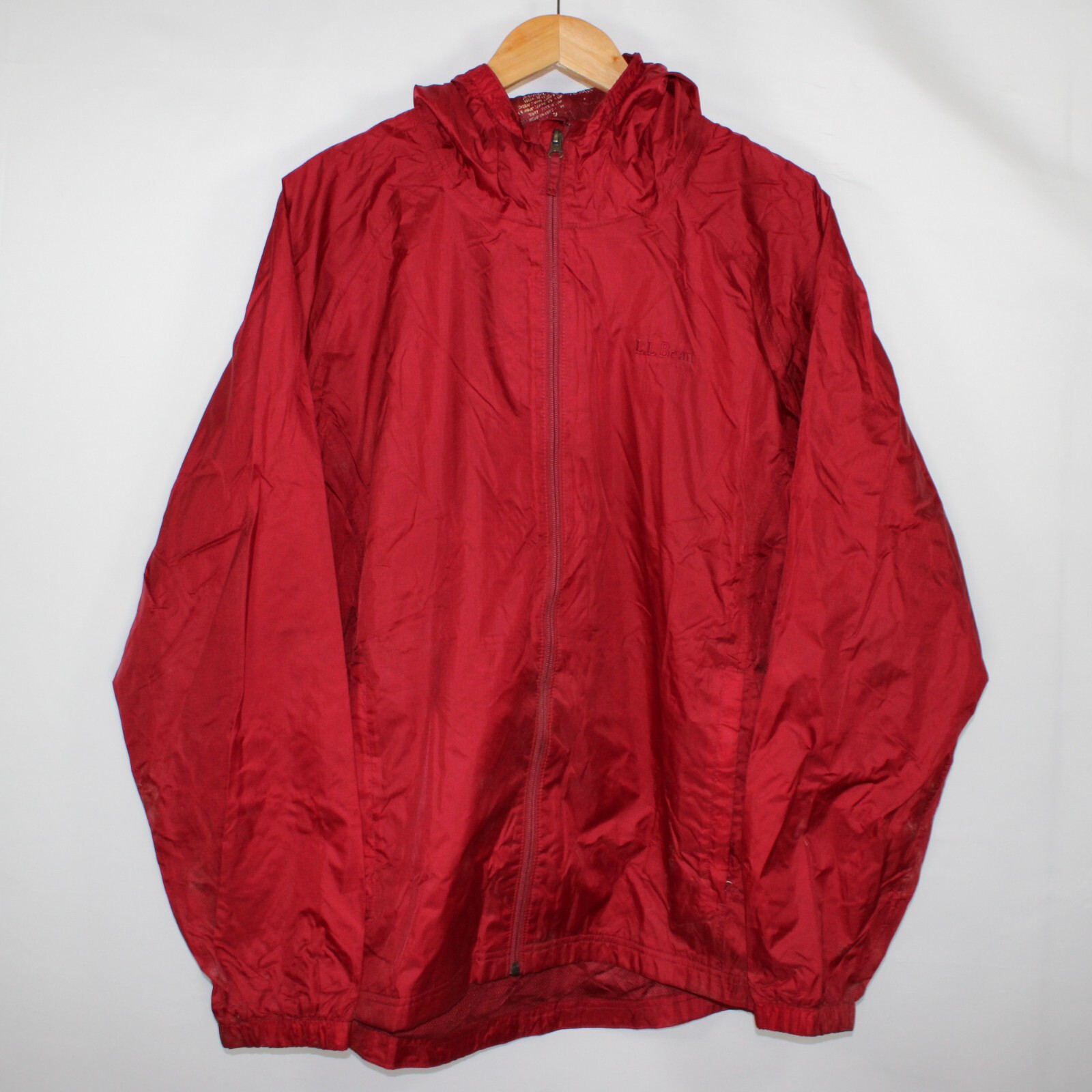 Men's XL Relaxed Red Trail Ripstop Hooded Nylon Rain Jacket by LL Bean