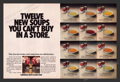 Campbell's 1980s Print Advertisement (2 Pages) Soup Combine Two Cans Flavor 1983