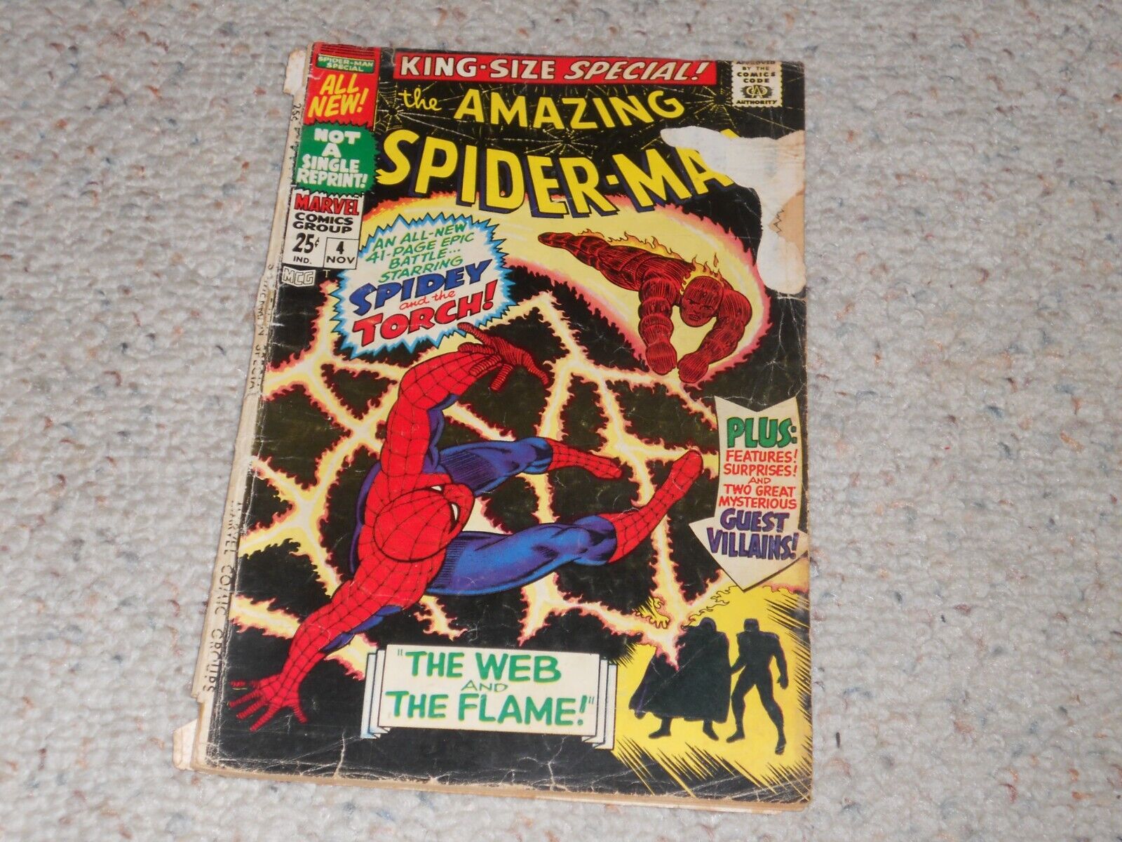 1967 Amazing SPIDER-MAN Annual Marvel Comic Book 4-Human Torch, Mysterio, Wizard
