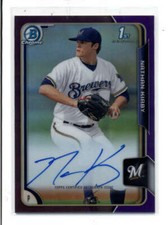 NATHAN KIRBY 2015 BOWMAN CHROME PURPLE REFRACTOR ROOKIE AUTO #193/250 AH6301