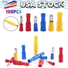 100X Female Male Crimp Terminals Insulated Bullet Butt Wire Connectors AWG 22-10