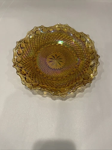 Indiana Glass Company Carnival Serving Dish-Marigold Amber, VTG, Trinket Plate,