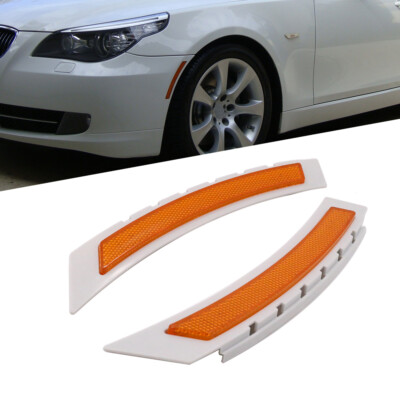 Pair Front Side Marker Bumper Amber Reflector For 08-10 BMW LCI E60 5 Series