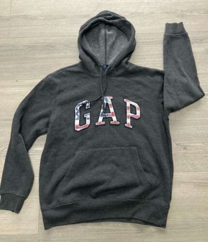 GAP HOODIE SWEATER JUMPER HOODY GREY SIZE SMALL S LADIES WOMENS USA FLAG DESIGN - Picture 1 of 6