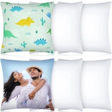 6Pcs Plain Sublimation Blank Pillow Case CoverFashion w/ Zipper 18/16/12in White