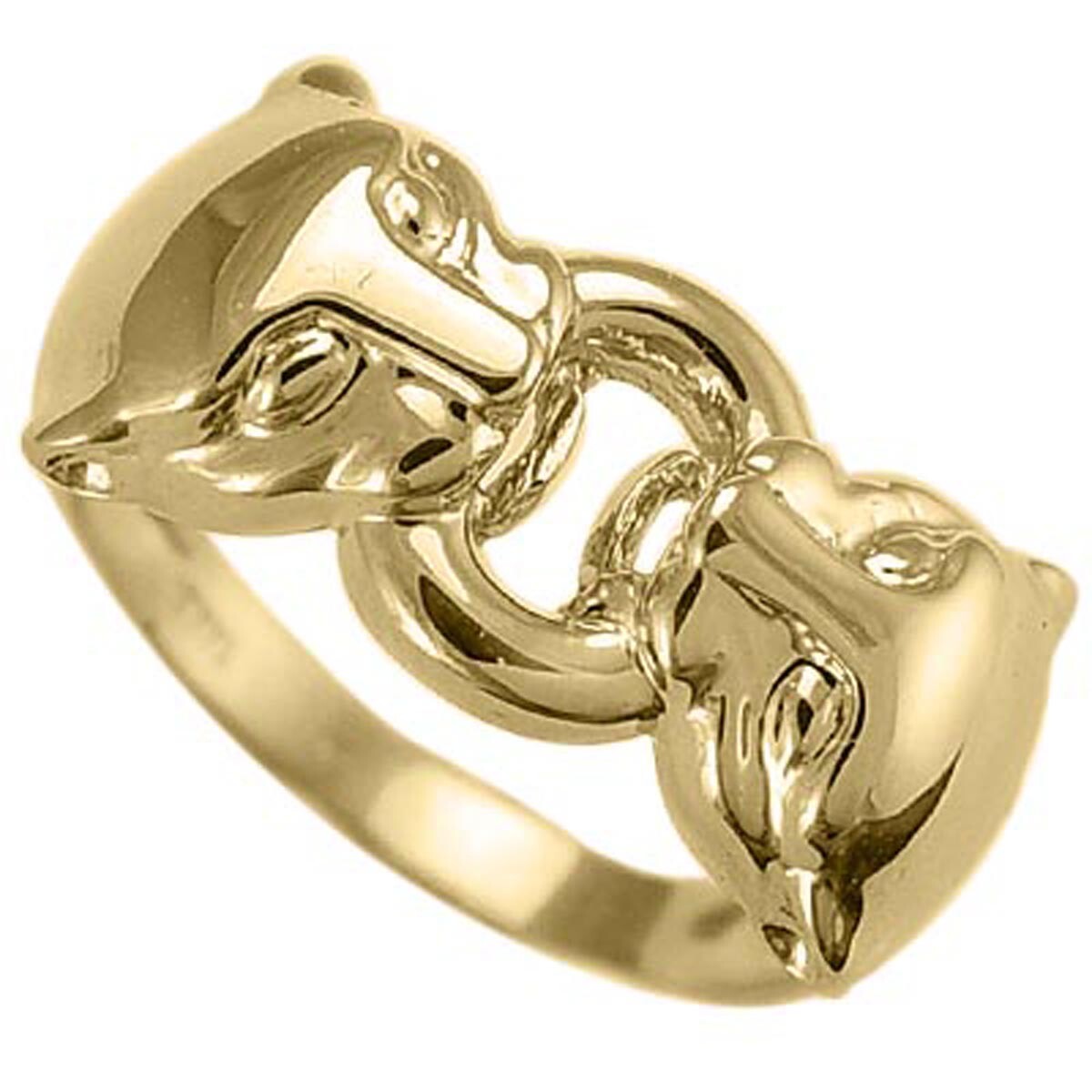 14k Solid Yellow Gold Dual Panther Cat Head Men's Women's ring #R2048