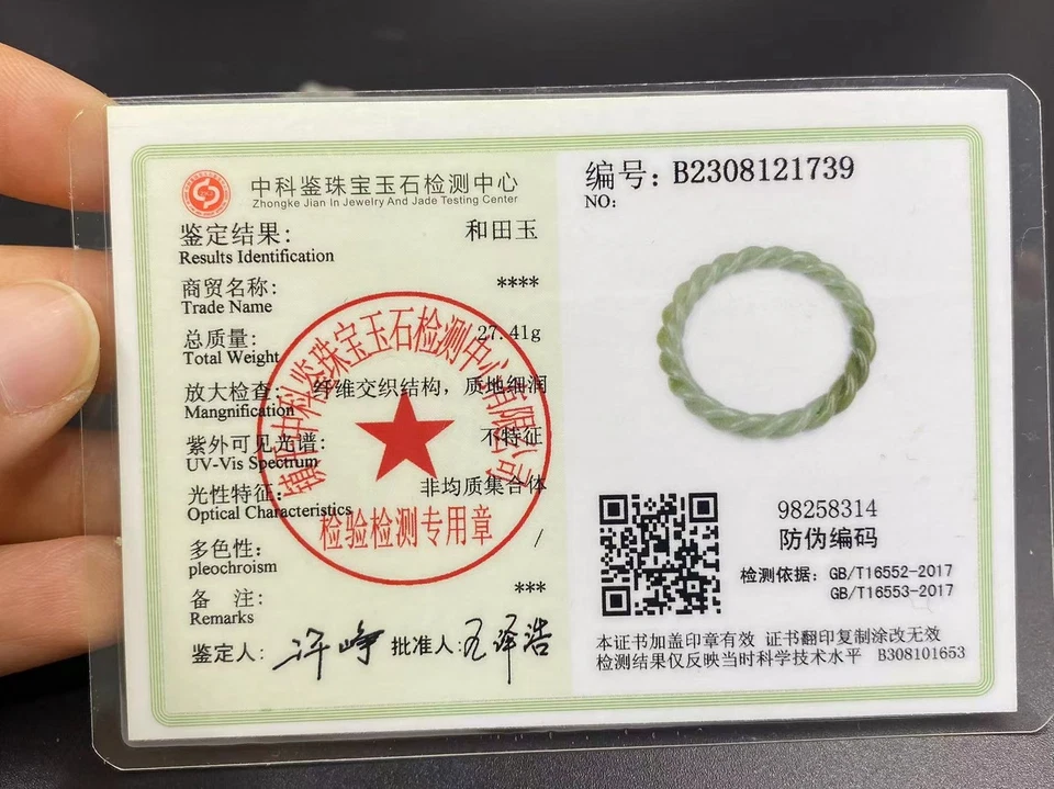 Brazalete de alambre trenzado exquisito tallado a mano de jade verde hetiano natural certificado1 Foto 3 de 4