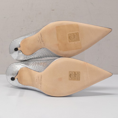 Jimmy Choo Love 100, Size 40 (10 US) Metallic Croc Embossed Leather Pumps - Picture 4 of 12