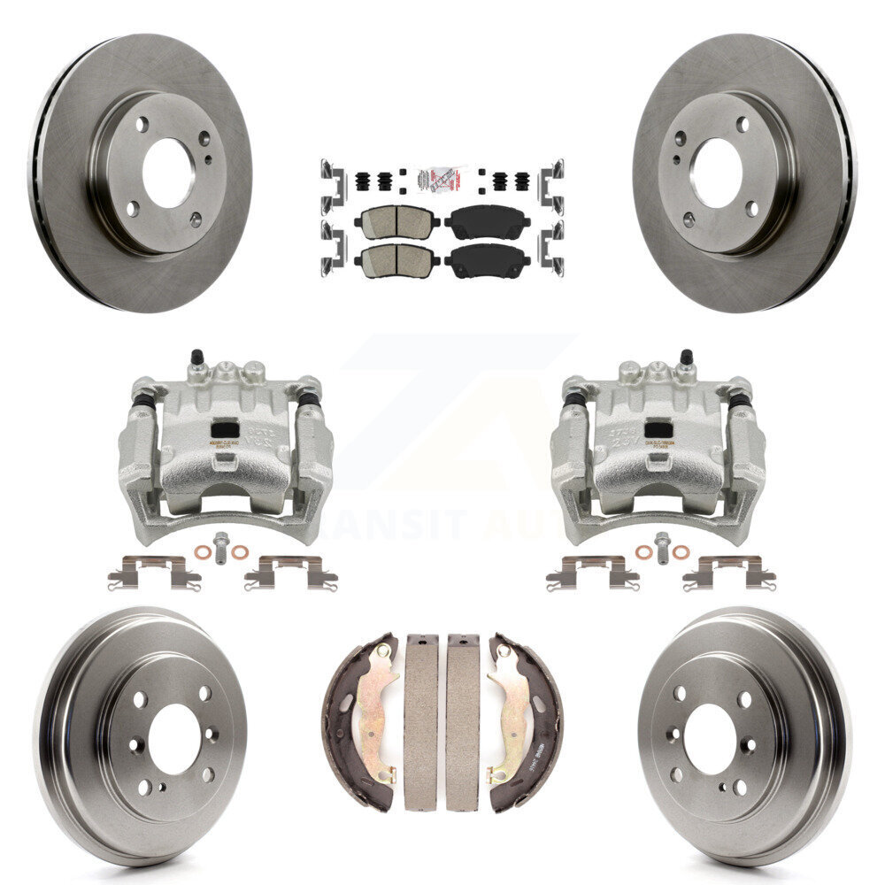 Ford Fiesta 8Pc Front Rear Disc Brake Caliper Rotors Drum Ceramic Pads Kit