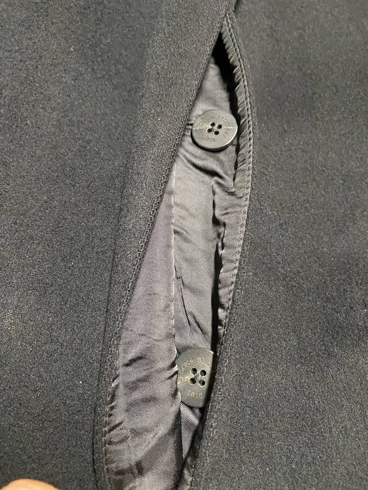 Brooks Brothers Loro Piana Wool Over Coat Womens 10 Black Lined Long Trench Read - Image 3 of 4