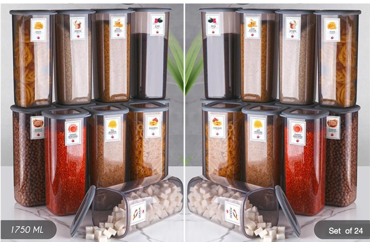 24Cereal/Spice Containers Airtight Food Storage Container-Stackable-BPAFREE+Lids