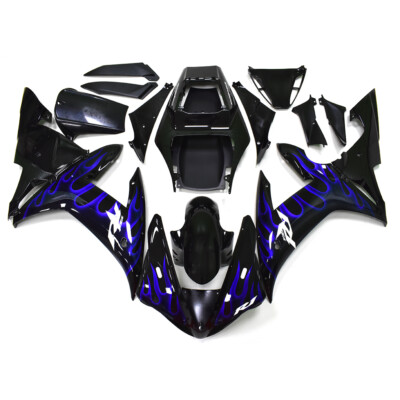 Injection Mold Full Fairing Kit For Yamaha YZF1000 R1 2002 2003 Black Blue Flame