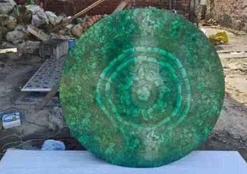 Tavolino da caffè 24" rotondo casuale estremità pietra malachite piano ingresso scrivania deco - Foto 1 di 6