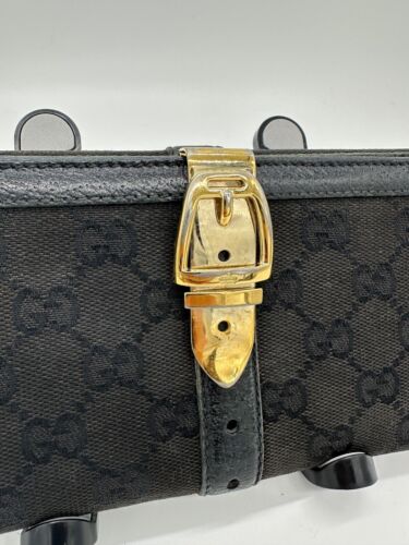Gucci GG Canvas Leather Long Wallet Black Authentic - Picture 3 of 16