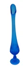 Vtg FENTON Glass Colonial Blue Thumbprint Swung Vase 13 1/4" Bud Pedestal MCM