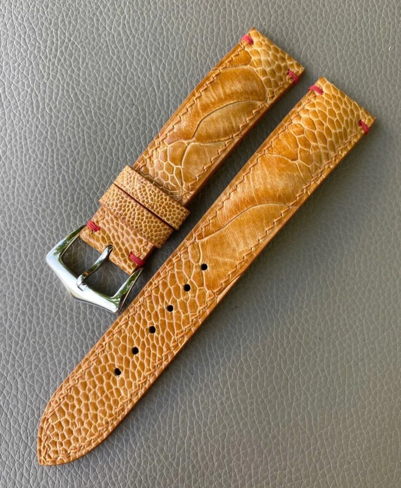 Pulseira de relógio pele de perna de avestruz genuína tamanho 15 16 18 19 20 21 22 23 24 25 26mm - Imagem 4 de 4