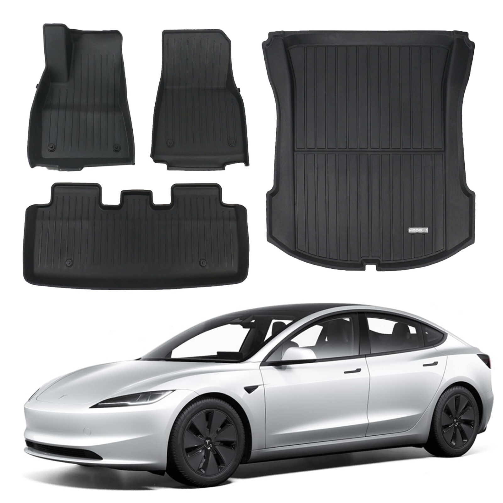 Tesla Model Y 2021-2023 All-Weather Floor Mats & Trunk Liner Set