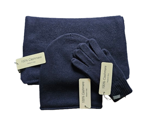 Damen 100% Cashmere Winter SET Mütze Schal Handschuh Made in Italy 13 Farben - Picture 20 of 40