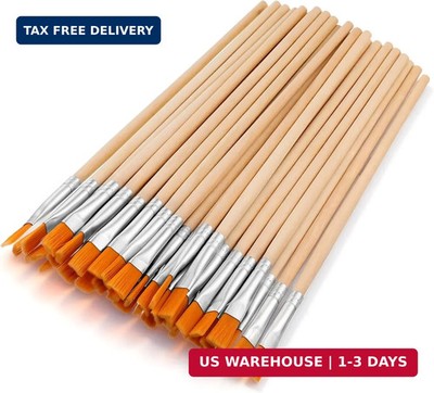 40 Pcs 9mm Wide Flat Paint Brushes Wooden Handle Thin Paint Brush Small Paints B