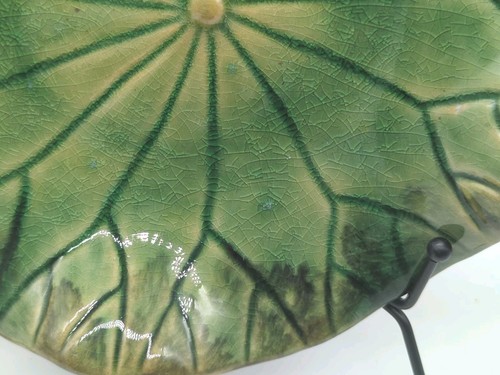 Arhaus Ceramic 8.5" Green Lilly Pad Hanging Wall Plates Set Handmade Vintage - Picture 7 of 15