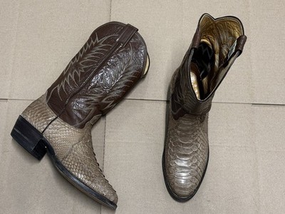 Nocona Back Cut Python Mens Size 9.5 D Brownish Tan Cowboy Boots
