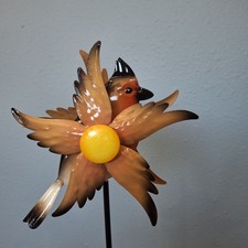 Cardinal Whirligig Wind Spinner 20" Garden Stake Yard Decor Metal Yard Art Stake