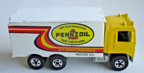 Vintage 1981 Hot Wheels Hiway Hauler Pennzoil Truck Yellow workhorses