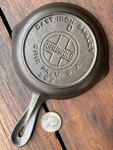 Griswold Cast Iron #0 Large Block Logo Skillet w/ Heat Ring