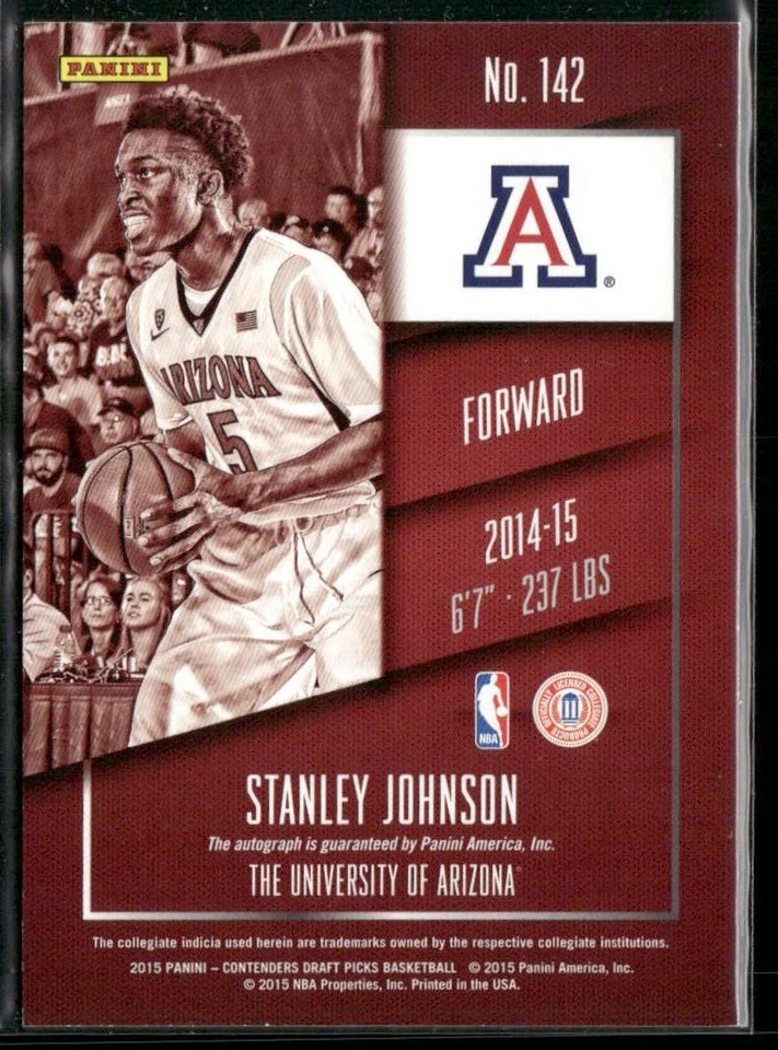 2015 Panini Contenders Draft Picks #142a Stanley Johnson College Ticket AUTO - Image 2 of 2
