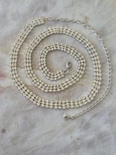 Silver Rhinestone Crystal Waist Chain Belt 3-Row Bling Statement Adjustable