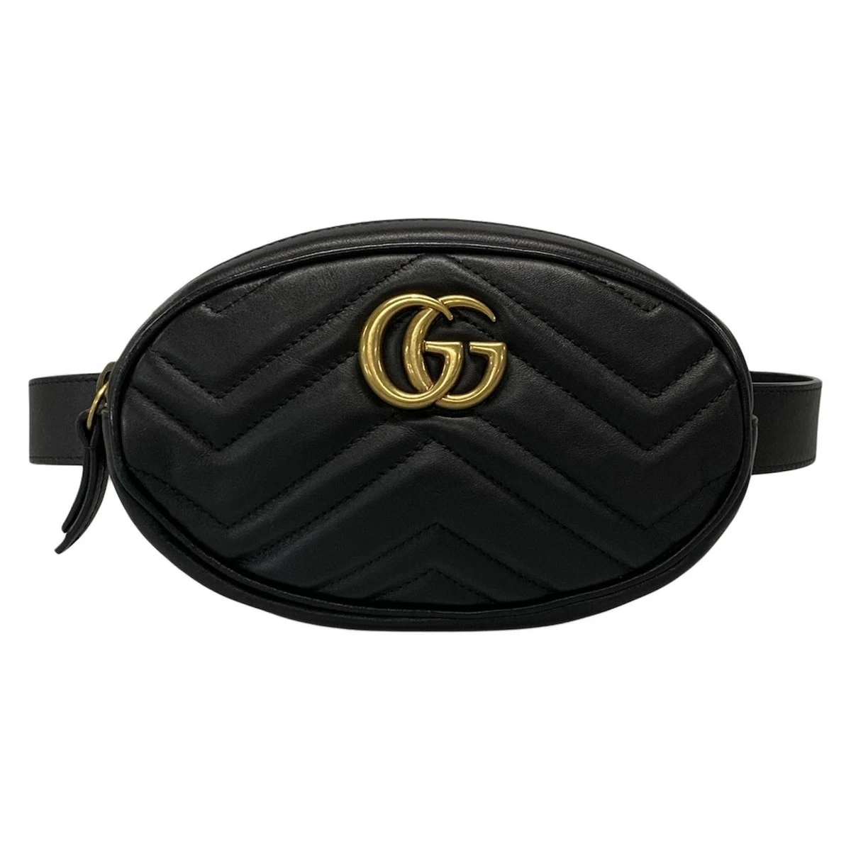 Authentique sac ceinture en cuir matelassé GUCCI GG Marmont 476434 cuir noir   sac à dos