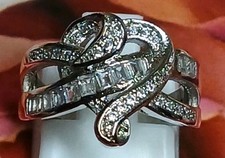 Vintage Sterling Silver Free Form CZ HEART Ring Sz 7