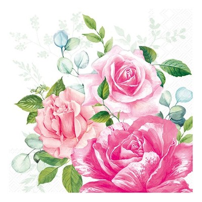 IHR Serviette Edelrose Beverly 20 Stk 33x33 cm Tischdeko Rosenmotiv