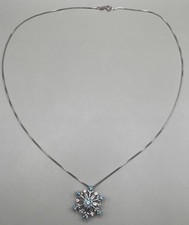 Women  s Snowflake Pendant Necklace Sterling Silver 925 Crystals