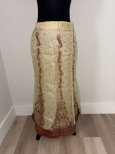 Vintage Gold and Red Embroidered Net Lehenga Skirt