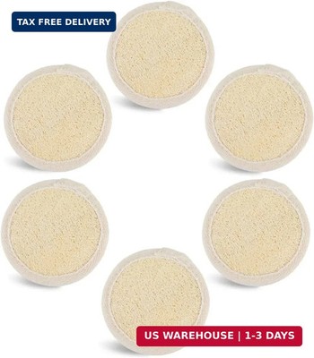 6 Pack Natural Loofah Exfoliating Facial Scrubber, Made with Natural Shower Loof